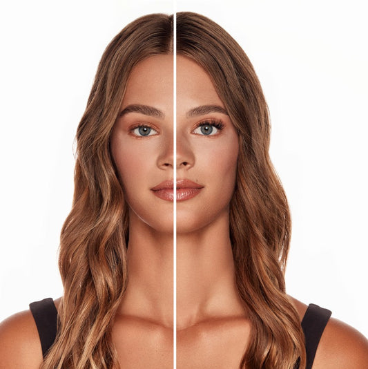 Model before and after using Ardell Seamless Underlash Extensions showing natural-looking lash volume and enhancement.