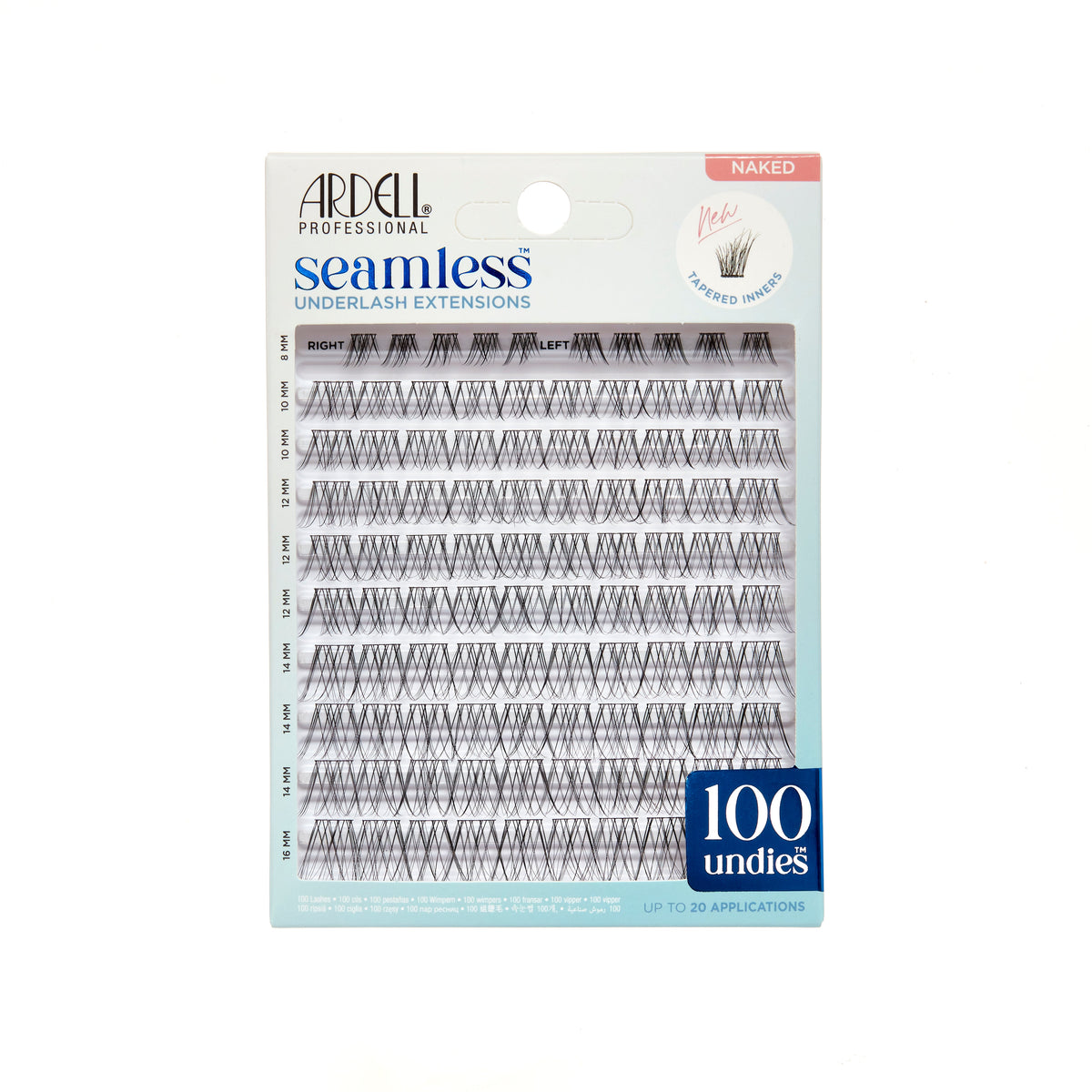 Front packaging of Seamless Underlash Extensions Naked 100 ct