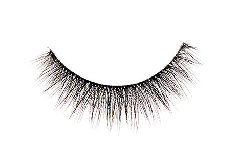 A closeup shot of Ardell's Faux Mink 815 eyelash to show its medium volume, short length, rounded, crisscross lash style