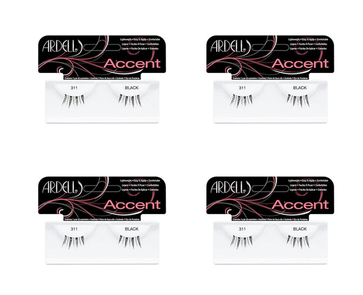 Four packages of Ardell Accent false eyelashes on a white background