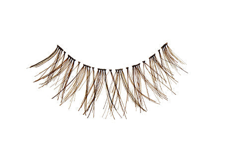 A close up shot of Ardell Wispies in Brown color showing its medium volume, medium length & feathery lashes