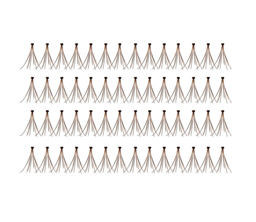 56 Ardell Knotted Individuals - Medium (Brown) false lashes arranged in 4 rows of 14 individual lash clusters