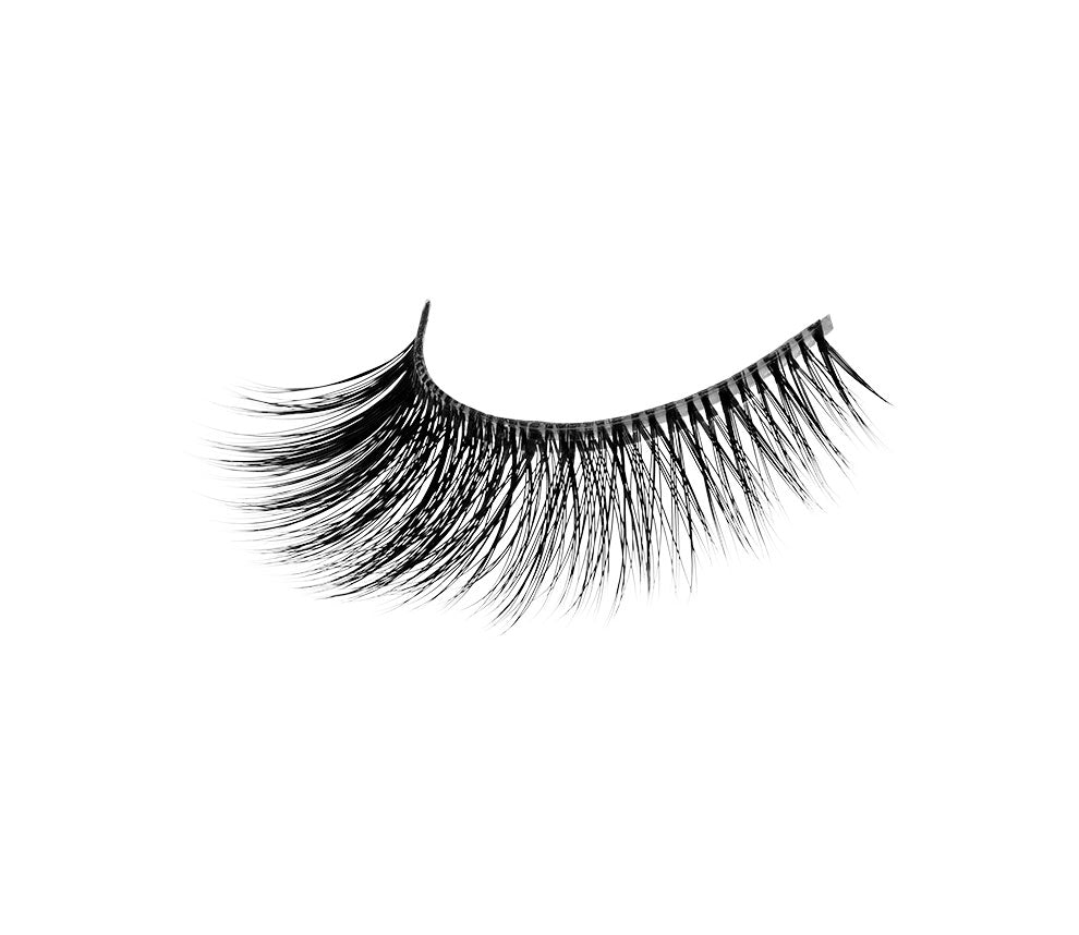 A close-up of Ardell's Faux Mink 811 showing its medium volume & Medium length style