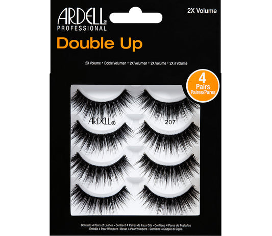 Frontview of a wall-hook ready retail pack of Ardell Professional Double Up with 4 pairs with printed label