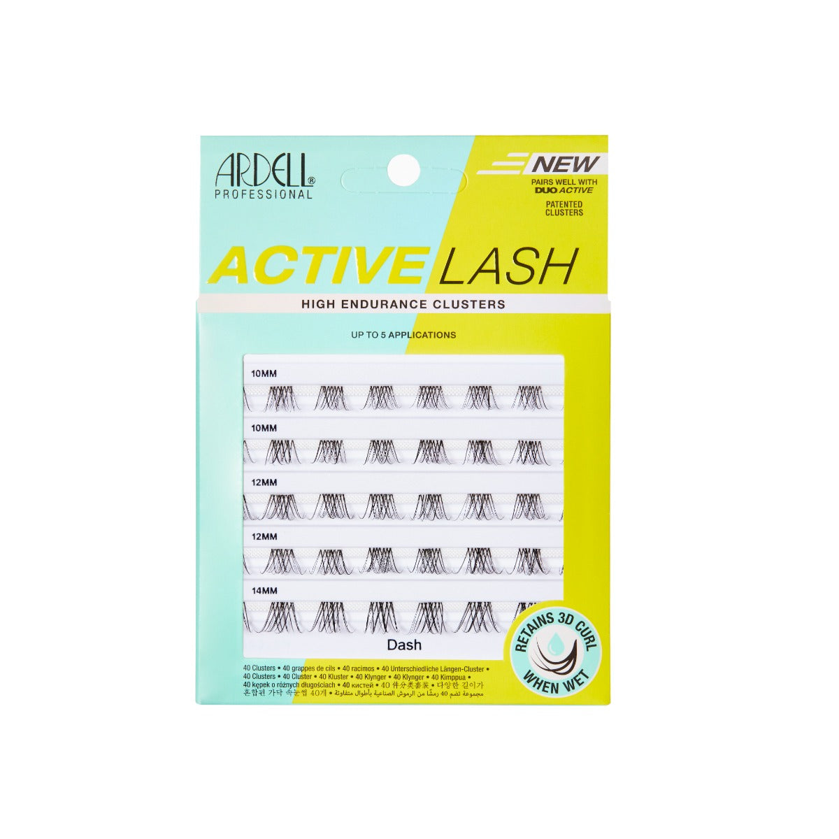 Ardell Active Lash Dash high endurance lash clusters in various lengths for customizable lash looks.