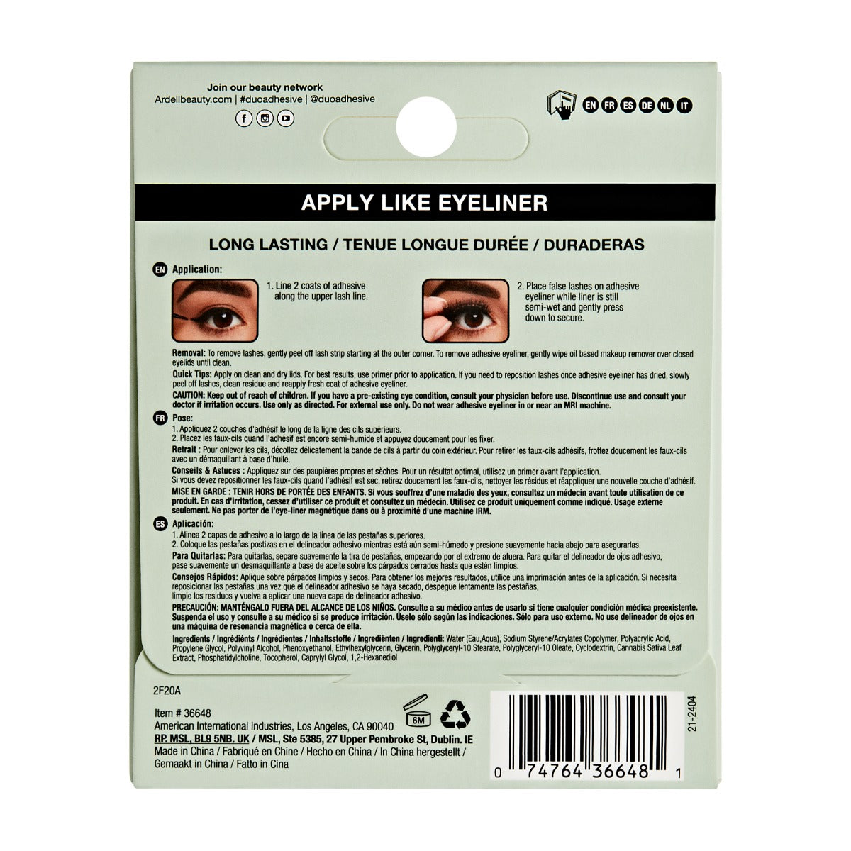 Back of package