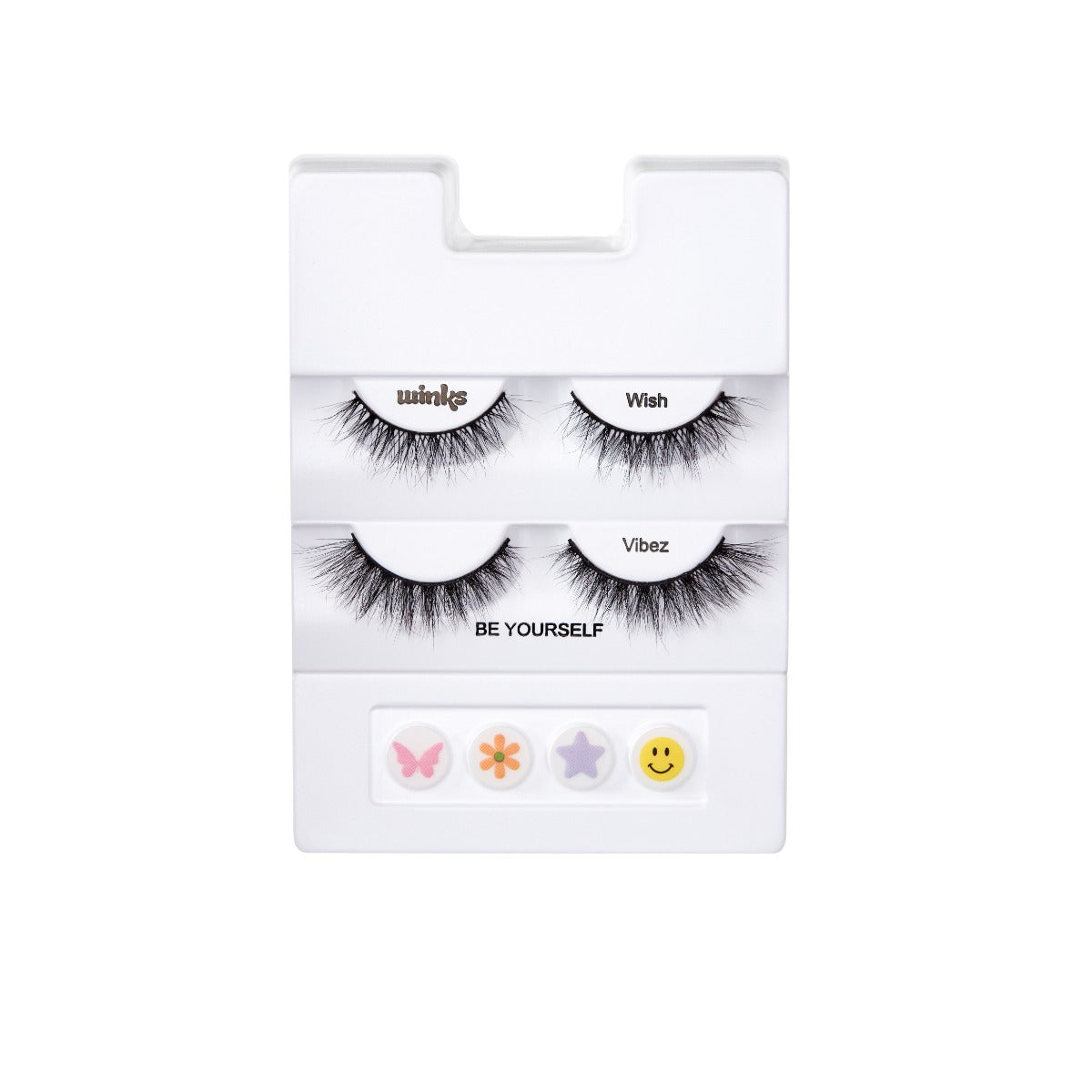 Winks Be Yourself Wish + Vibez Lashes & Patches tray showing its inclusions