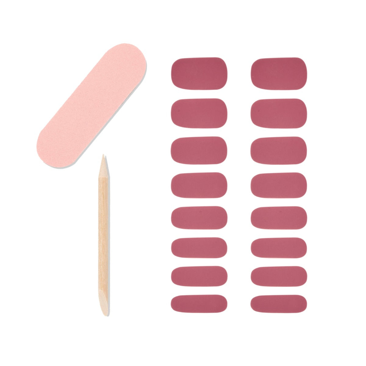 Set of 16-piece of nail strips , 1 mini nail file and 1 orange wood stick