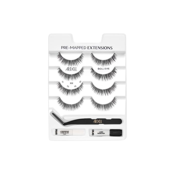Ardell Doll Eye Pre-Mapped Extensions tray with four ready-to-apply lash sets.