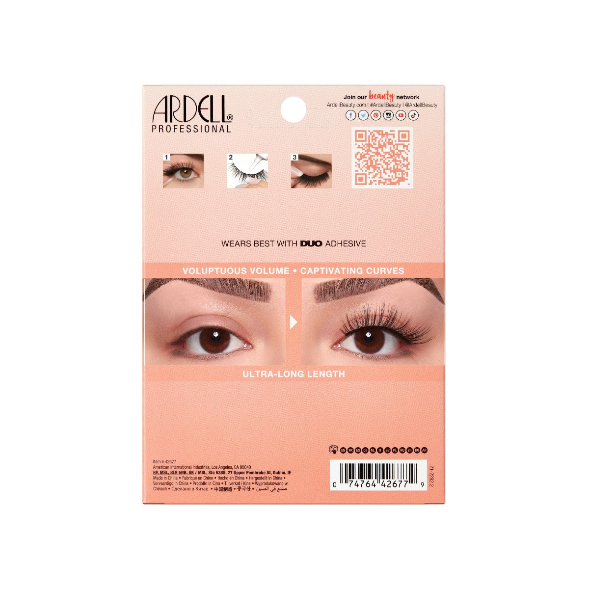 4 pair of lashes in back of packaging