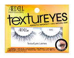 Front view of Ardell Textureyes 585 false lashes in retail wall hook ready packaging with printed label text