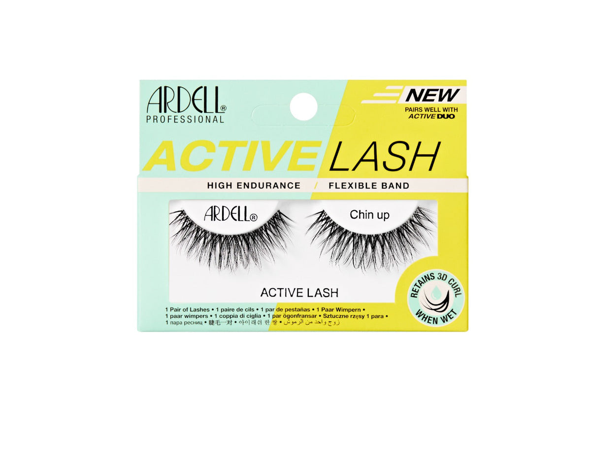 Front of Ardell Active Lash Chin Up variant wall-hook retail box