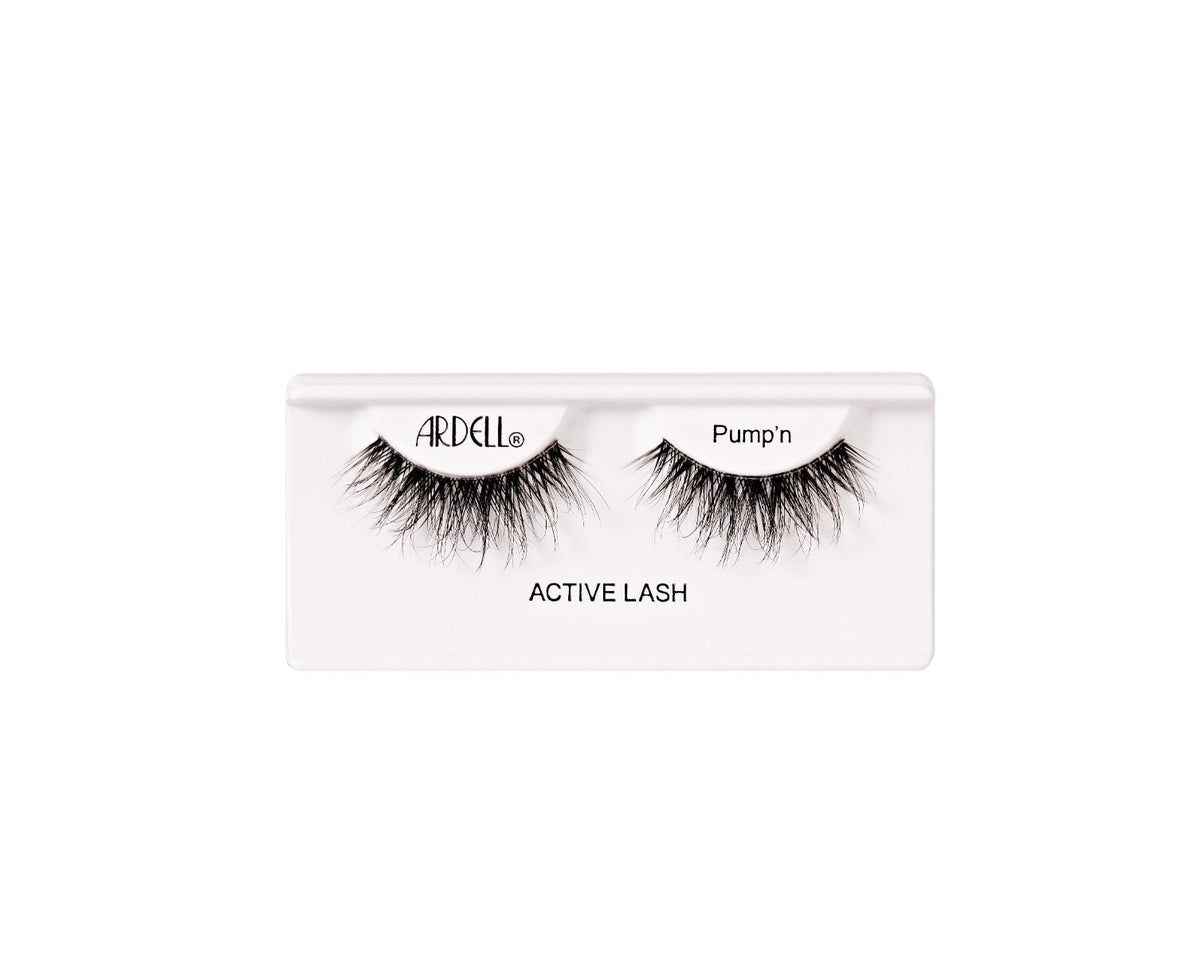 Ardell Pump’n Active Lash for bold volume with a fluttery effect, perfect for long-lasting wear.