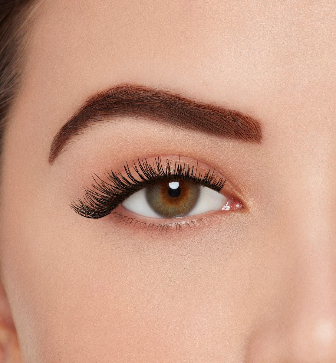 Front view of a model wearing Ardell Active Lash Speedy lashes