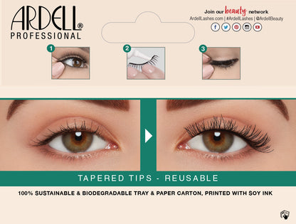Back packaging details of Ardell's Ecolashes 453 with application and removal instructions pictures.