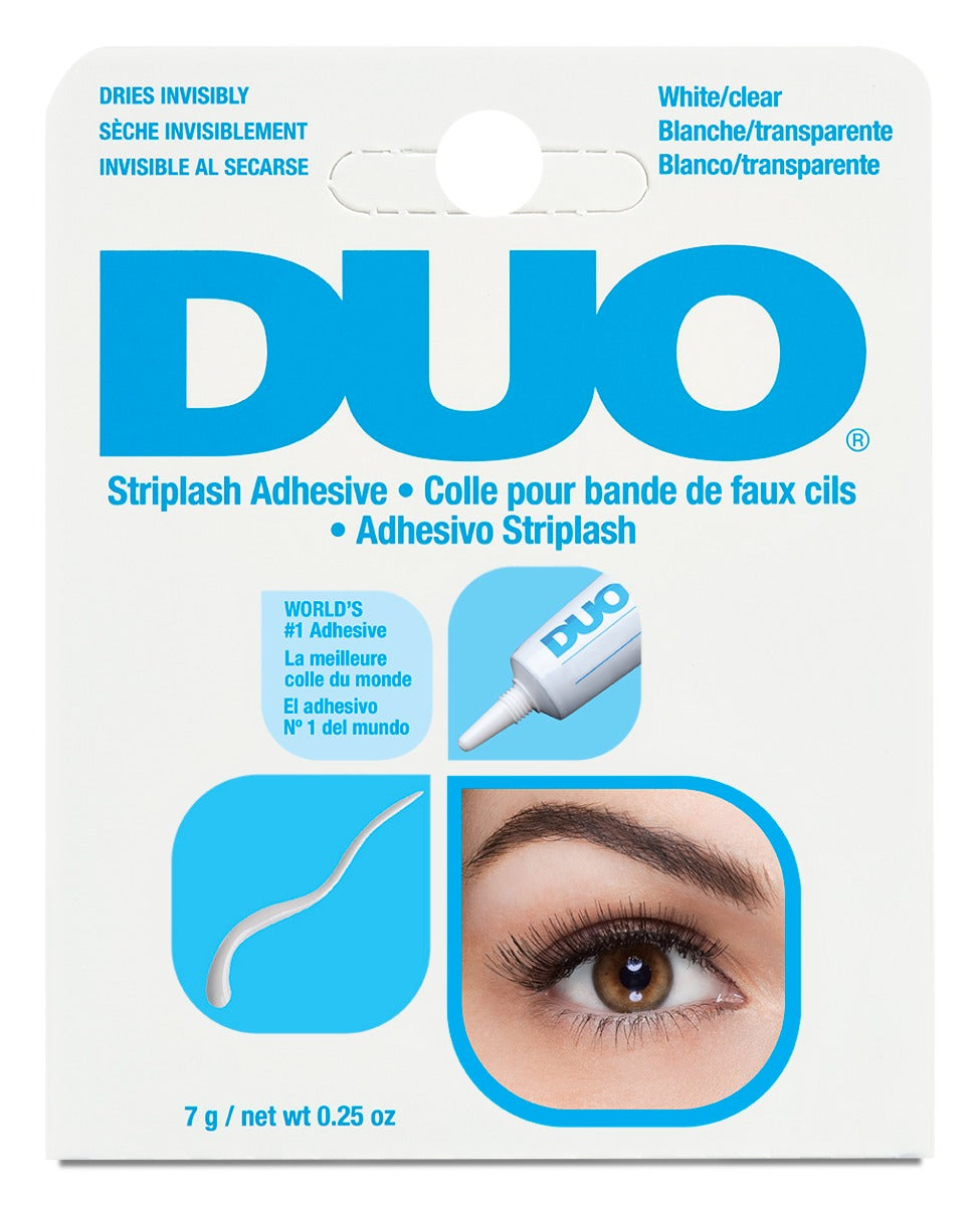 Front of Ardell DUO Strip Lash Adhesive - Clear box with application and removal instructions in different languages